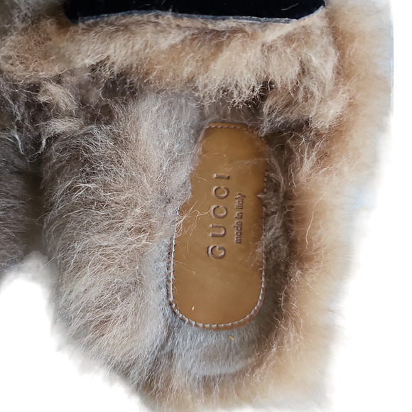 Gucci Princetown Velvet Fur-Lined Mule Black Size 6 - Picture 11 of 14